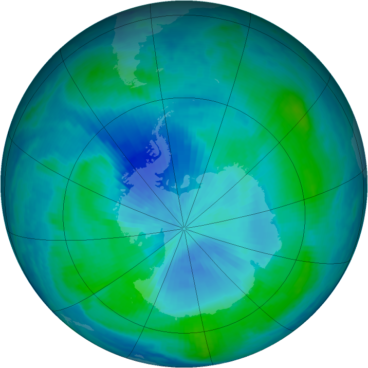 Antarctic ozone map for 25 February 2000